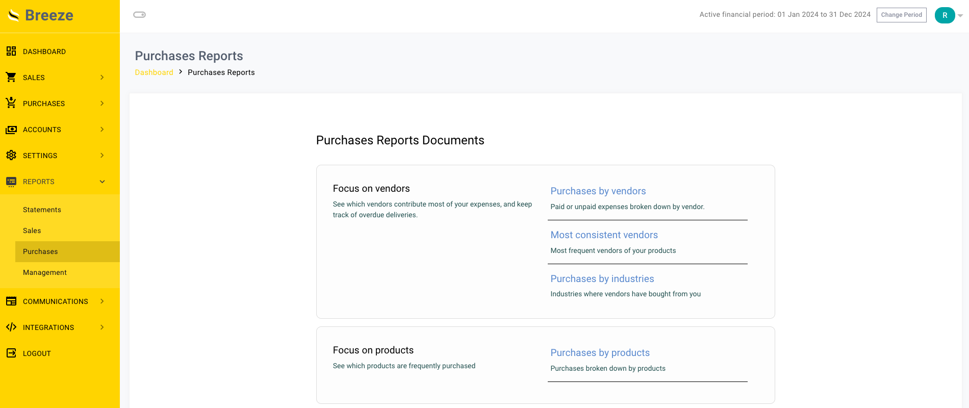Purchases Report Sample